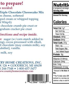 COUNTRY HOME CREATIONS NO BAKE TRIPLE CHOCOLATE CHEESECAKE MIX