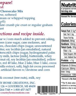 COUNTRY HOME CREATIONS NO BAKE TURTLE CHEESECAKE MIX