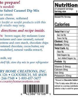 COUNTRY HOME CREATIONS CHOCOLATE SALTED CARAMEL DIP MIX