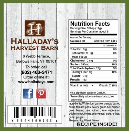 HALLADAY'S HARVEST BARN COUNTRY CHICKEN VEGETABLE NUTRITION