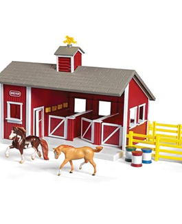 STABLEMATES RED STABLE SET WITH TWO HORSES