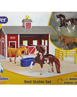 STABLEMATES RED STABLE SET WITH TWO HORSES